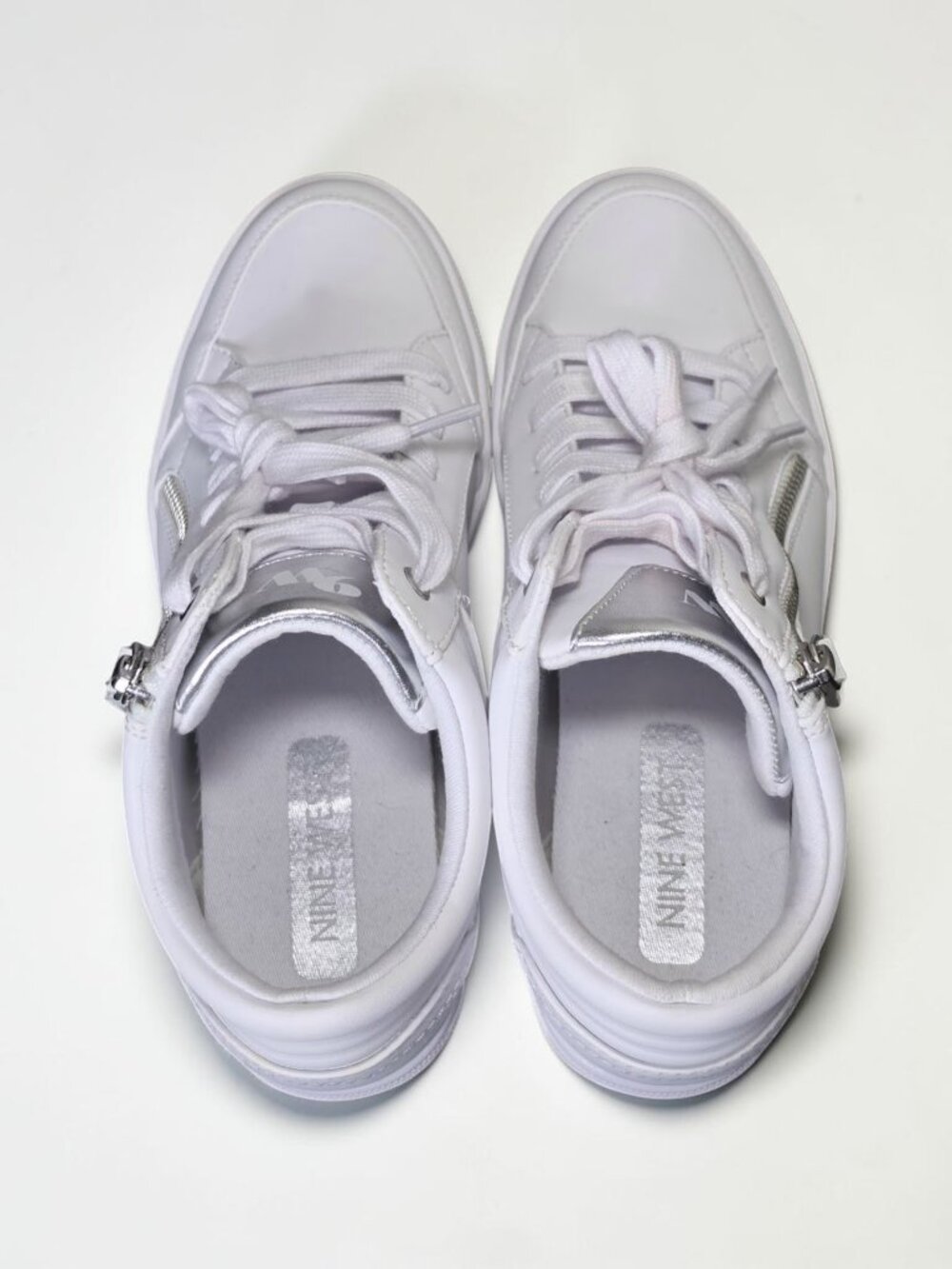 Nine West Tons High Top Hidden Wedge White Sneakers Size 7 - Picture 10 of 13
